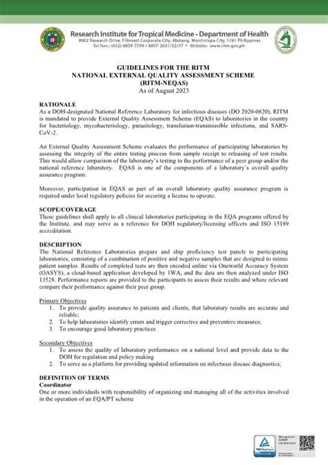 ritm neqas 2023|Laboratory Quality Assurance .